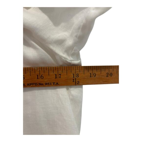 Premise Top Womens Medium White Linen‎ Blouse Pleated Bodice Minimalist Peasant - Picture 7 of 8